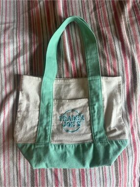 Trader Joe’s mini tote bag pastel mint green